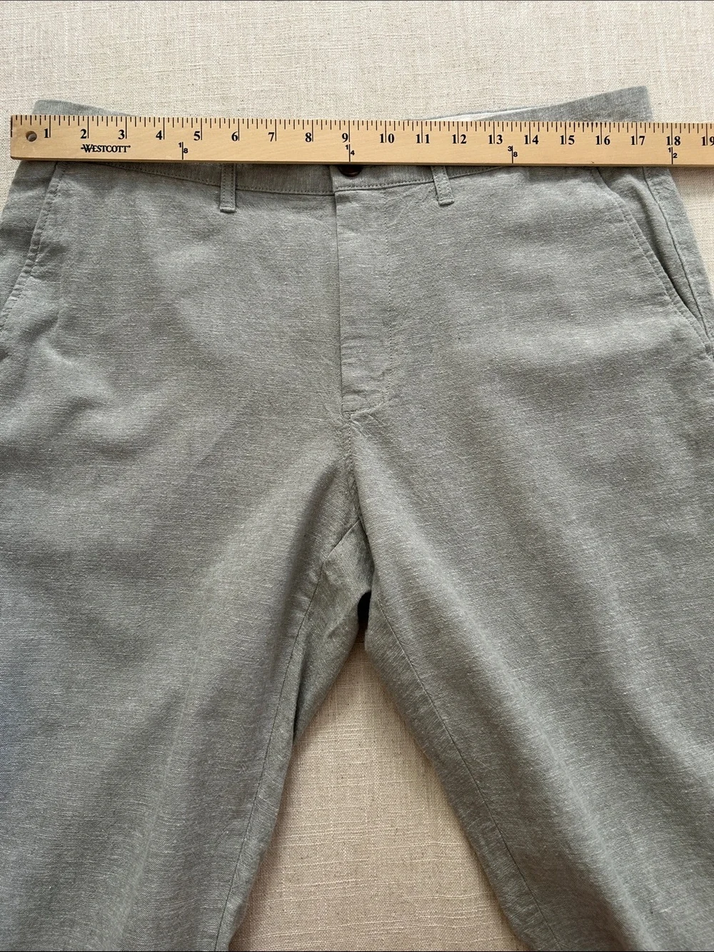 J. Crew Straight Leg Linen Blend Pants Quarry Green Size 34/32 Lightweight